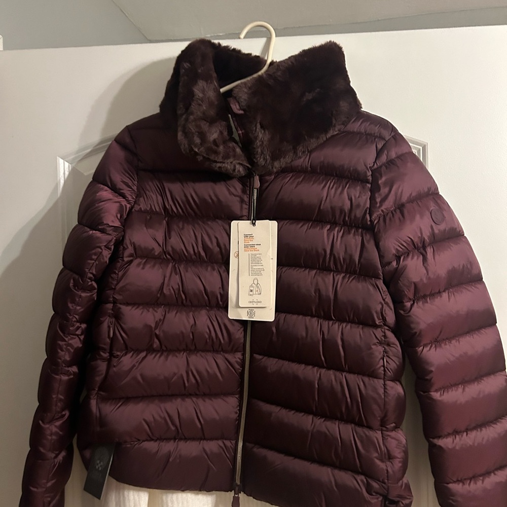 SAVE THE DUCK Burgundy Puffer Jacket - Picture 2 of 7